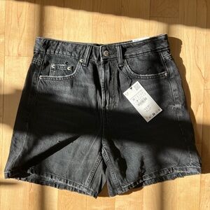 Zara Brand New Black/Gray Denim Shorts